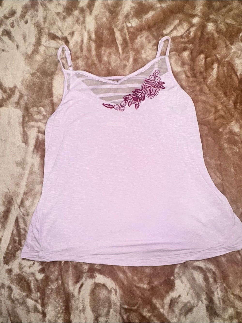 Maurices Light Pink Embroidered Strappy Camisole